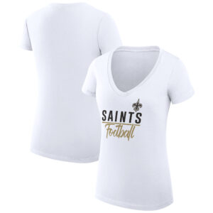 Women's G-III 4Her by Carl Banks  White New Orleans Saints V-Neck Fitted T-Shirt