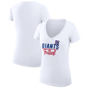 Women's G-III 4Her by Carl Banks  White New York Giants V-Neck Fitted T-Shirt