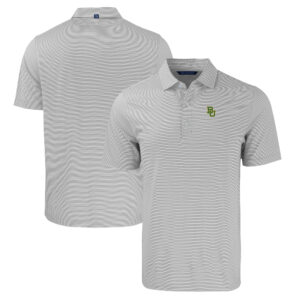 Men's Cutter & Buck  Gray/White Baylor Bears Forge Eco Double Stripe Stretch Recycled Polo