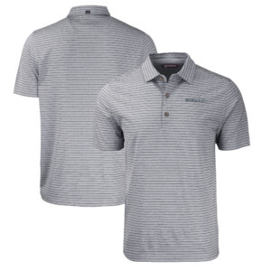 Men's Cutter & Buck  Heather Black Spelman College Jaguars Forge Eco Heathered Stripe Stretch Recycled Polo