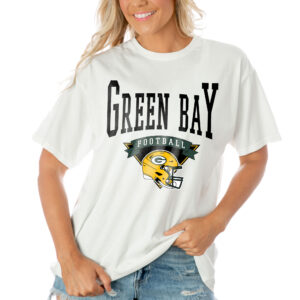 Women's Gameday Couture  White Green Bay Packers Enforcer Relaxed T-Shirt