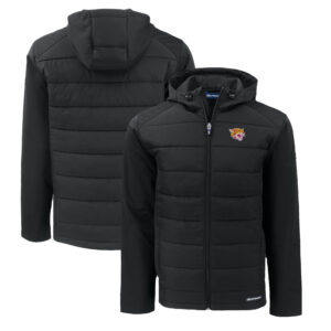 Men's Cutter & Buck  Black Bethune-Cookman Wildcats Big & Tall Evoke Hybrid Eco Softshell Recycled Full-Zip Hoodie