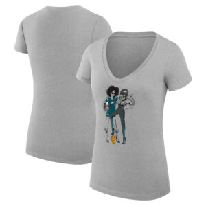 Women's G-III 4Her by Carl Banks Heather Gray Philadelphia Eagles Football Girls Graphic V-Neck Fitted T-Shirt
