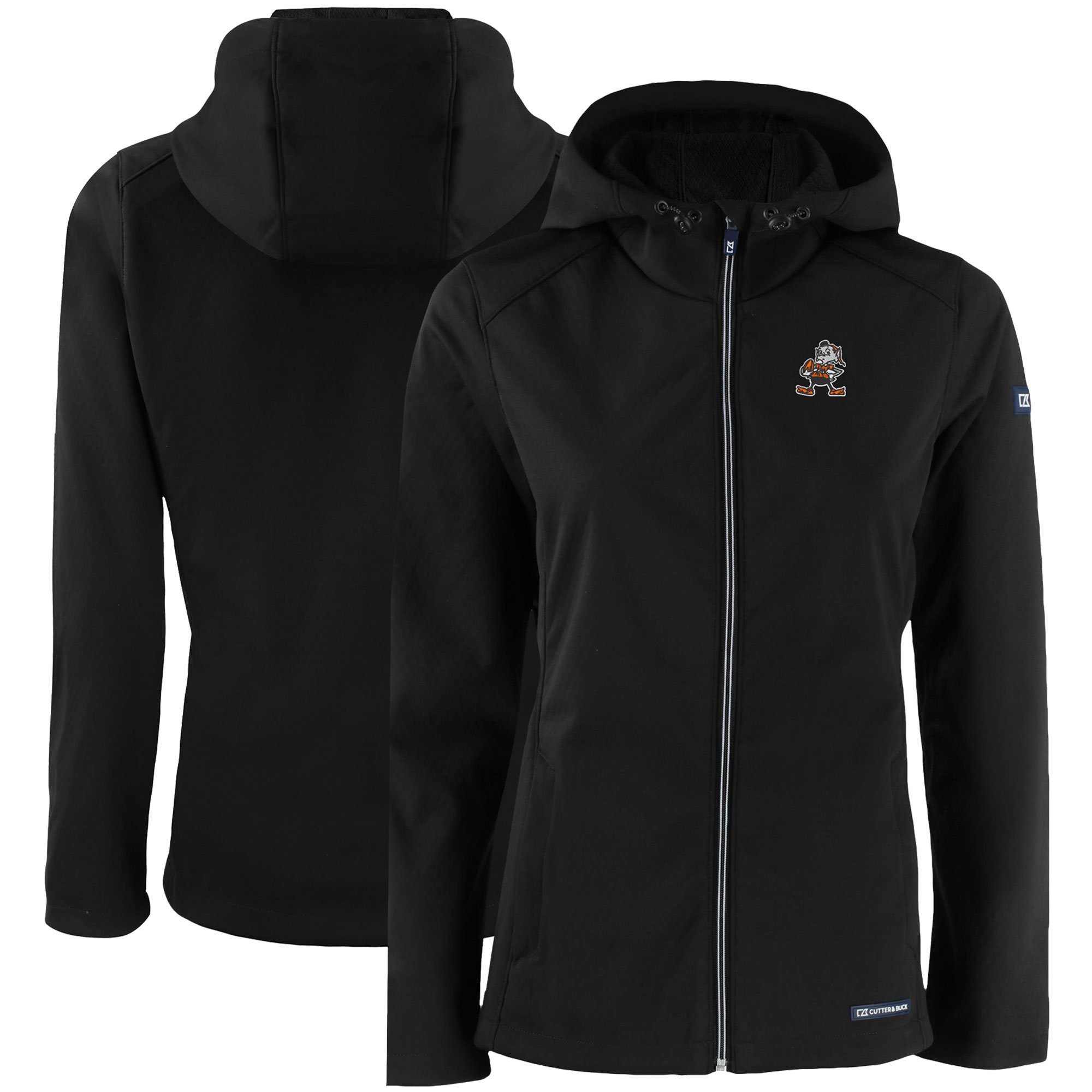 Women's Cutter & Buck Black Cleveland Browns Evoke Eco Softshell Recycled Full-Zip Hooded Jacket - Image 5