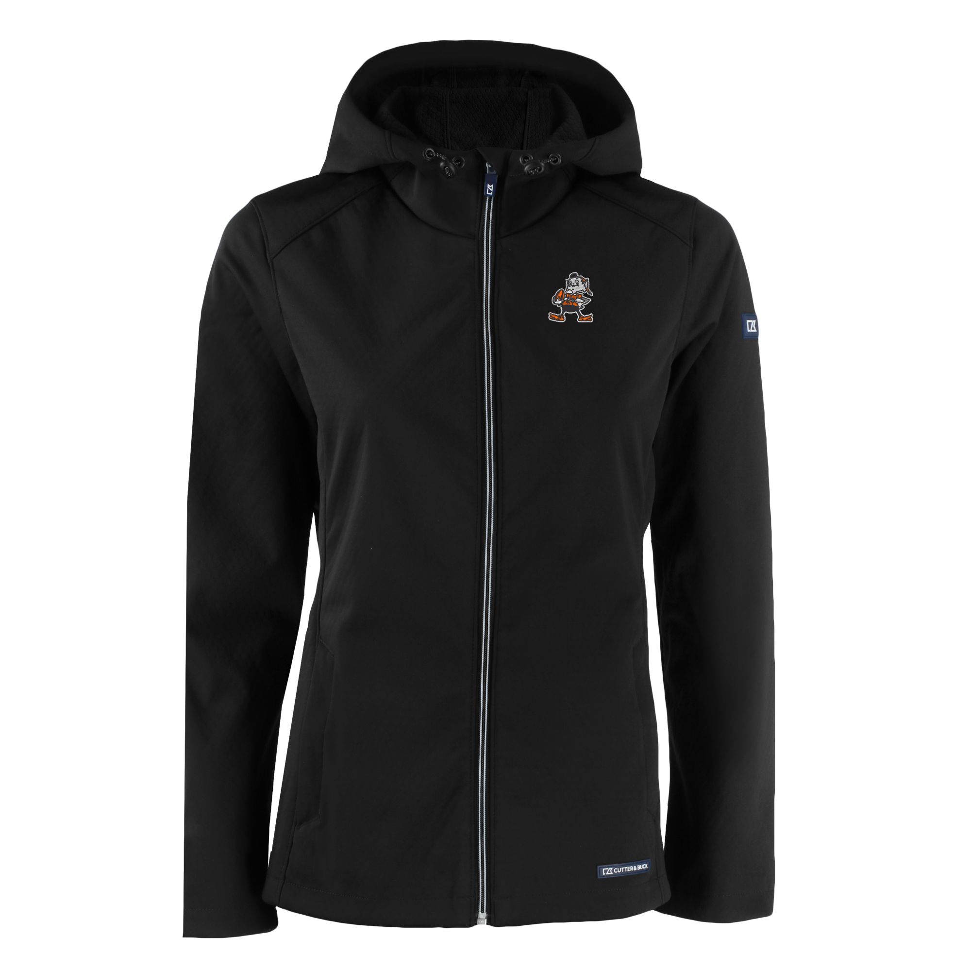 Women's Cutter & Buck Black Cleveland Browns Evoke Eco Softshell Recycled Full-Zip Hooded Jacket - Image 6