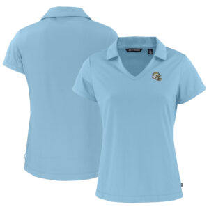 Women's Cutter & Buck  Powder Blue Los Angeles Chargers Helmet Daybreak Eco Recycled V-Neck Polo