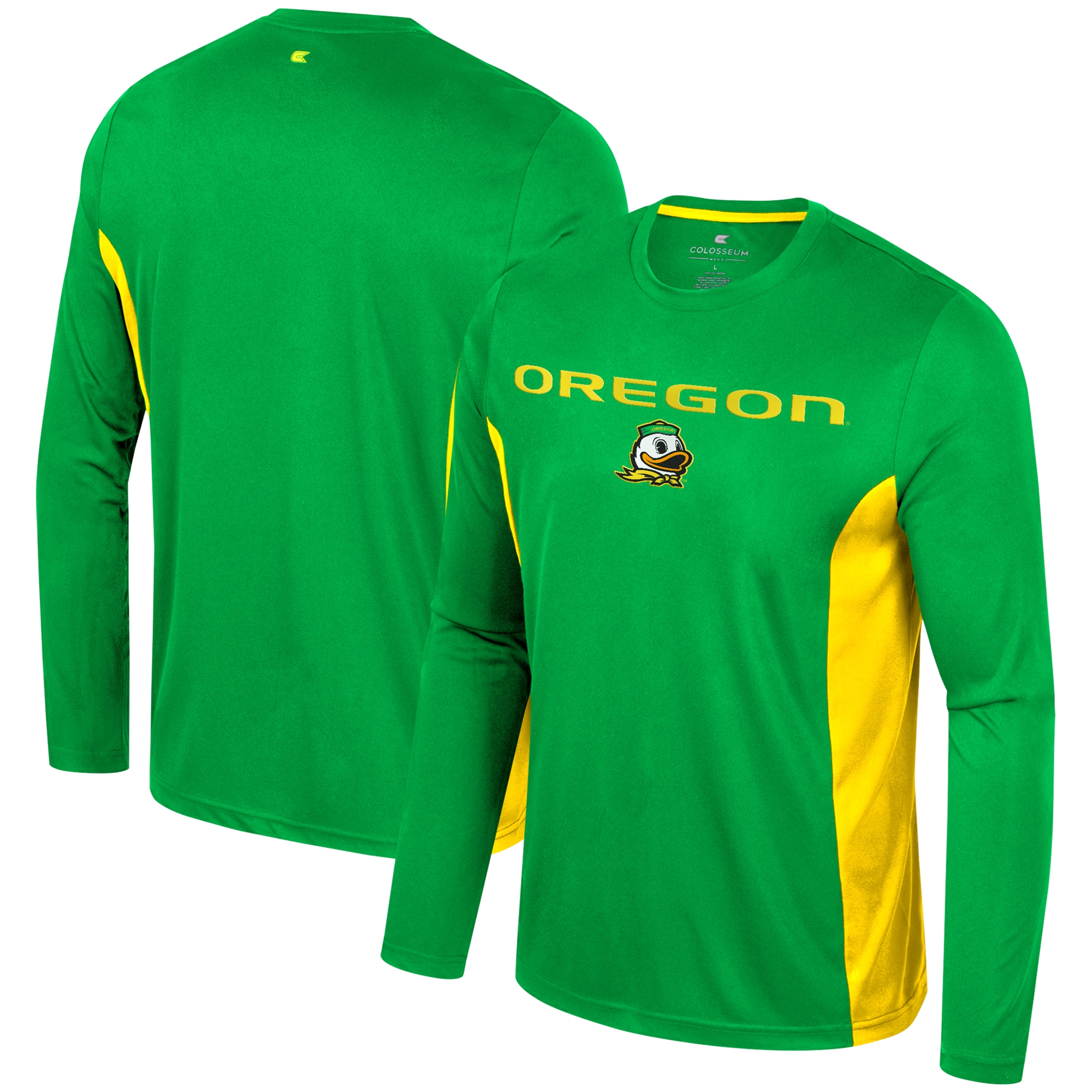 Men's Colosseum Green Oregon Ducks Warm Up Long Sleeve T-Shirt - Image 2