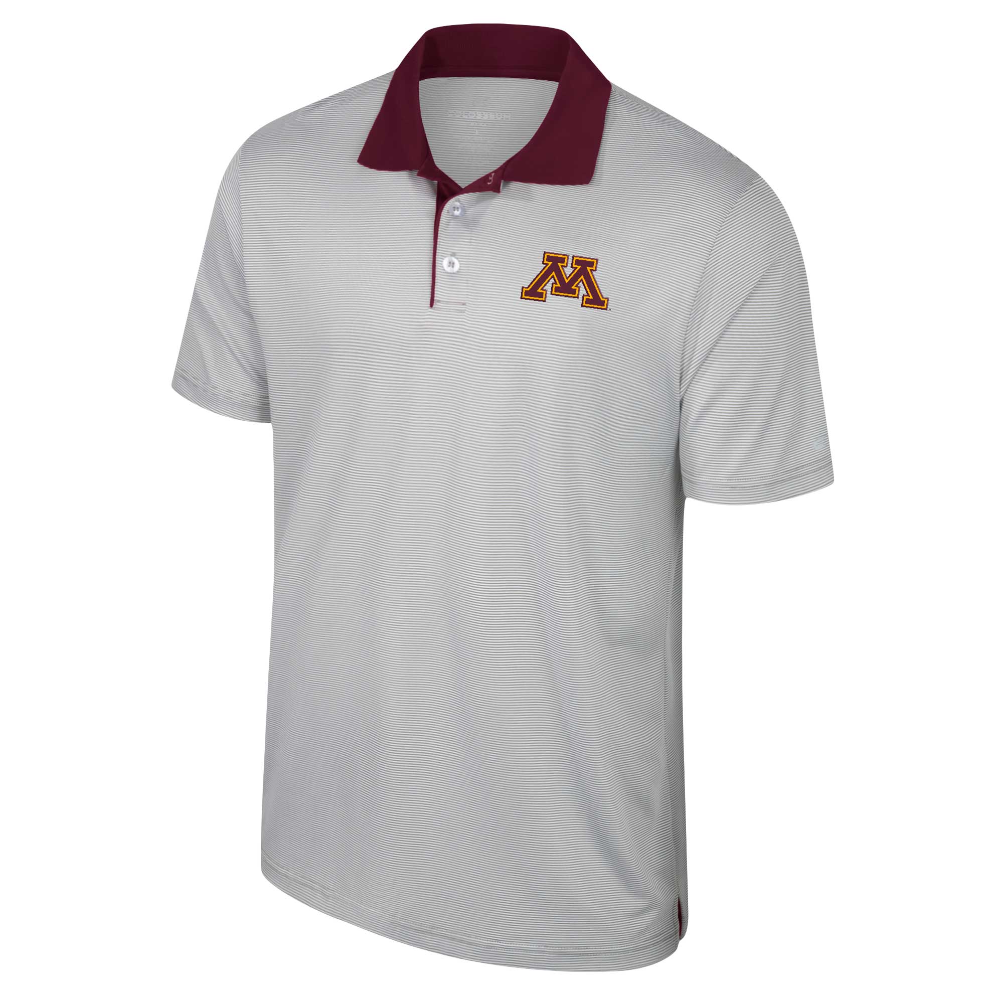 Men's Colosseum Gray Minnesota Golden Gophers Tuck Striped Polo - Image 6