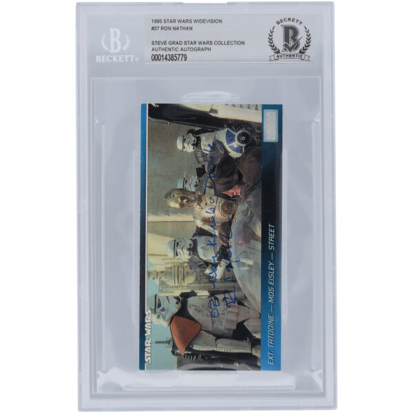 Ron Nathan Star Wars Autographed 1995 Topps Widevision #37 BGS Authenticated Card with "Obi-Wan Kenobi Double" Inscription