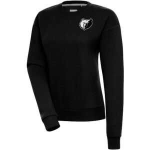 Women's Antigua  Black Memphis Grizzlies Brushed Metallic Victory Pullover Sweatshirt
