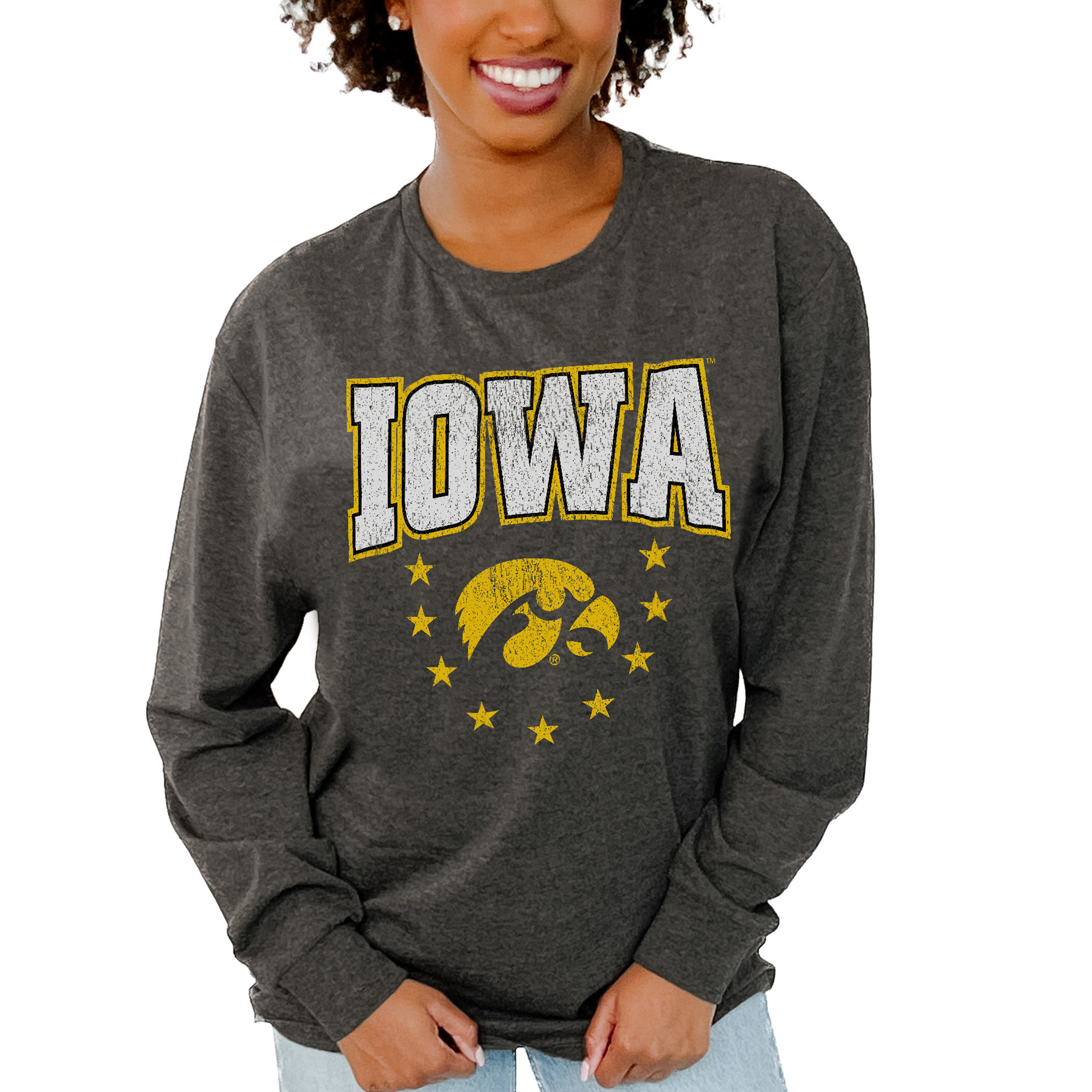 Women's Gameday Couture Charcoal Iowa Hawkeyes Everyday Long Sleeve T-Shirt
