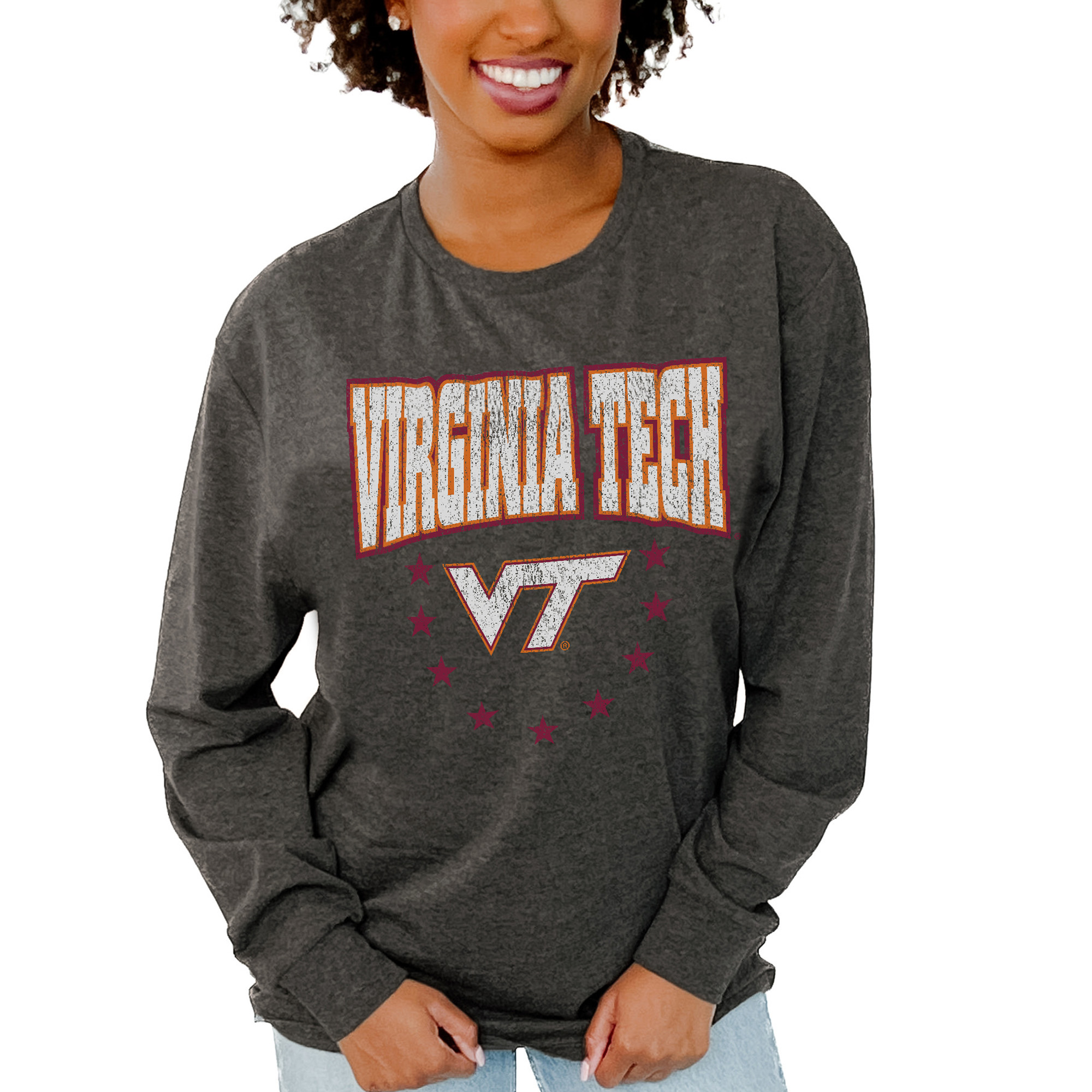 Women's Gameday Couture Charcoal Virginia Tech Hokies Everyday Long Sleeve T-Shirt - Image 2