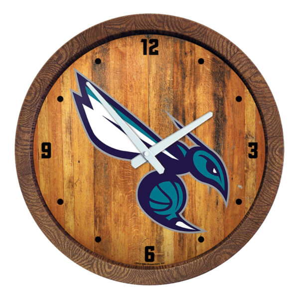 Charlotte Hornets 20.25" Faux Barrel Top Clock - Image 7