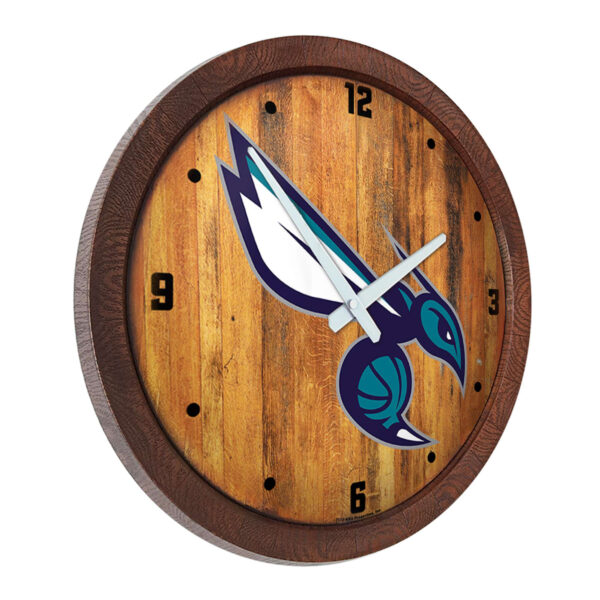 Charlotte Hornets 20.25" Faux Barrel Top Clock - Image 8