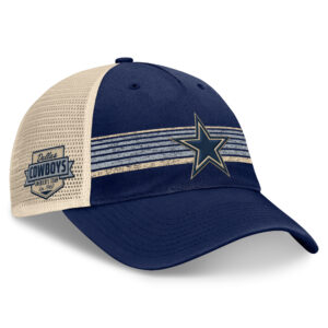 Men's Fanatics Navy/Natural Dallas Cowboys Fundamentals Stripes Trucker Adjustable Hat
