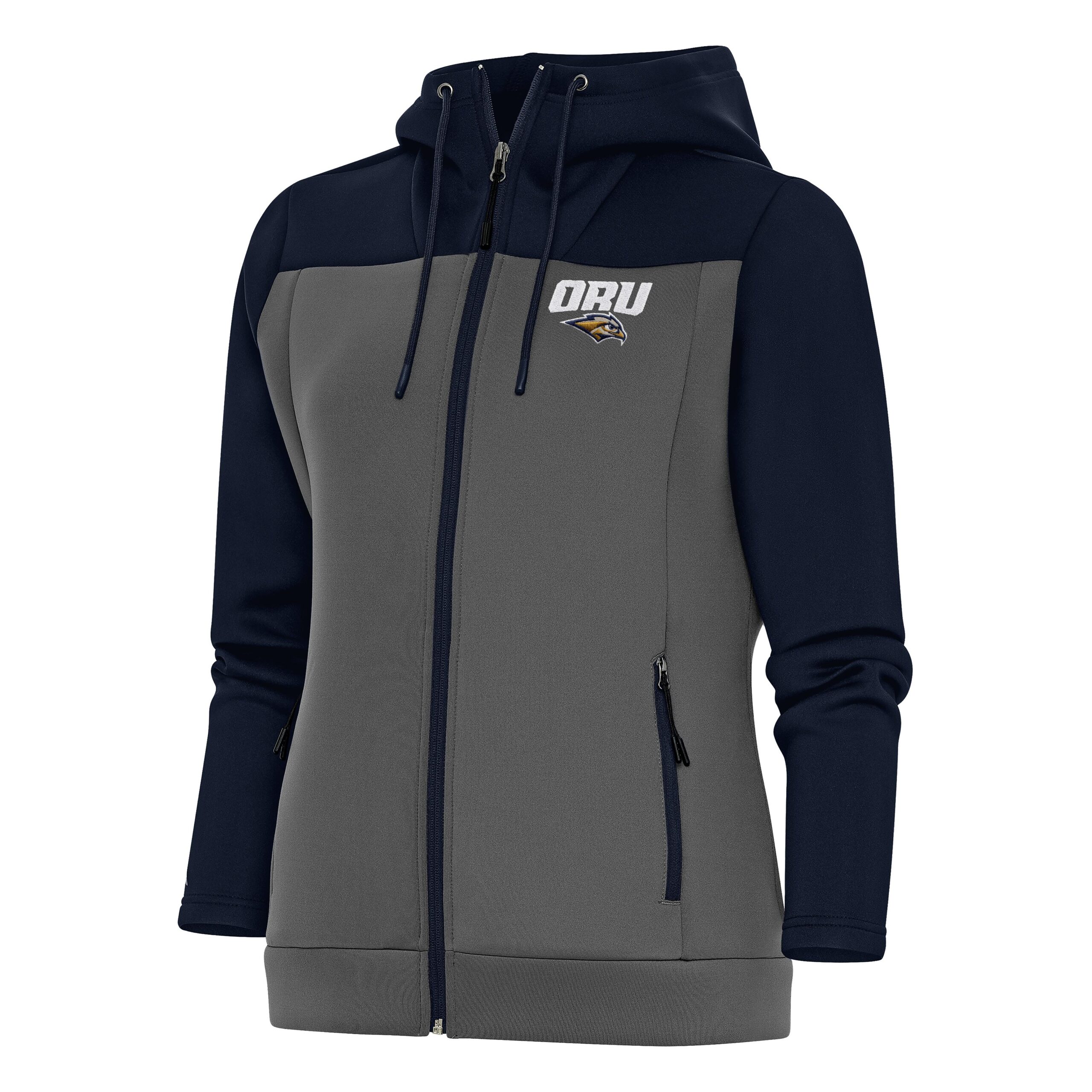 Women's Antigua Navy Oral Roberts Golden Eagles Protect Full-Zip Hoodie