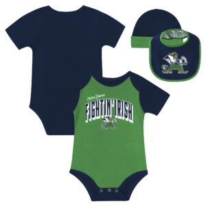 Newborn & Infant Notre Dame Fighting Irish Dynamic Duo Bodysuit, Bib & Cuffed Knit Hat Set