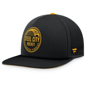 Men's Fanatics Black/Gold Pittsburgh Penguins Authentic Pro Hometown Rink Foam Trucker Snapback Hat