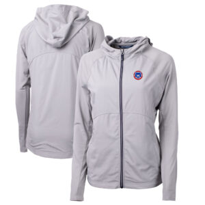 Women's Cutter & Buck Gray South Bend Cubs Adapt Eco Knit Hybrid Recycled Raglan Full-Zip Jacket