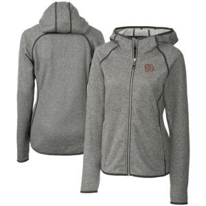 Women's Cutter & Buck  Heather Gray Norfolk Tides Mainsail Sweater Knit Raglan Full-Zip Hoodie