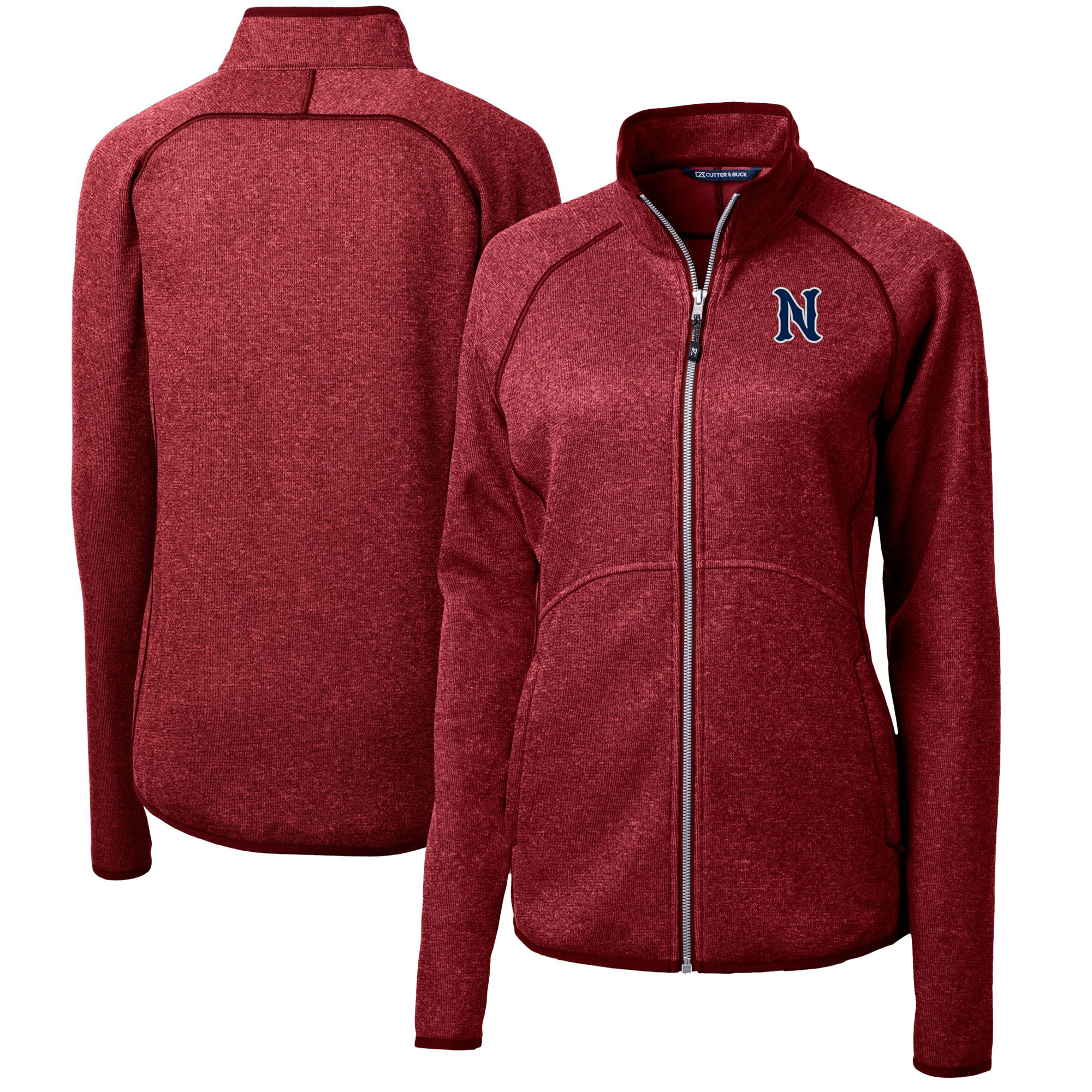 Women's Cutter & Buck Heather Red Nashville Sounds Mainsail Sweater-Knit Full-Zip Jacket - Image 4