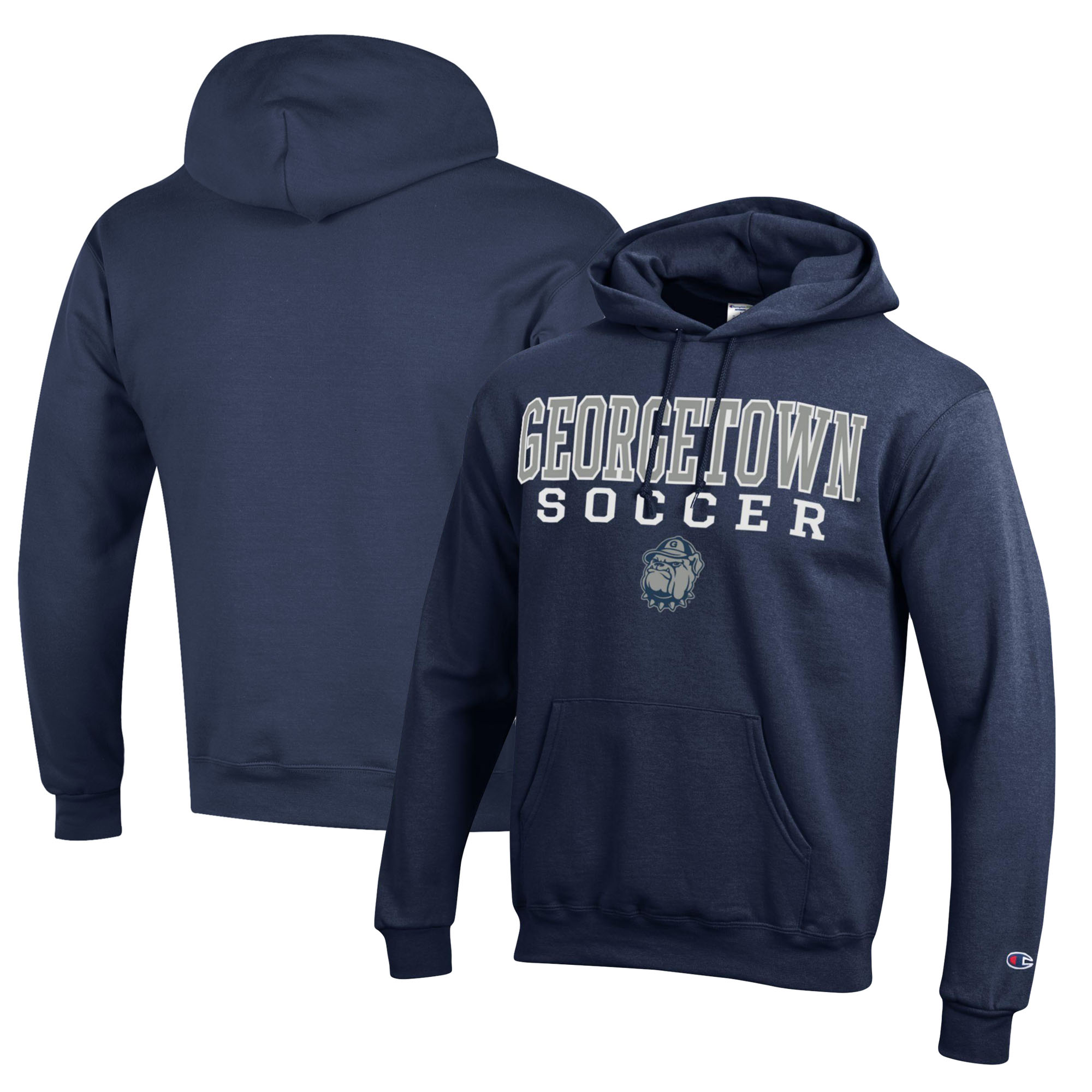 Men's Champion Navy Georgetown Hoyas Soccer Stack Logo Powerblend Pullover Hoodie