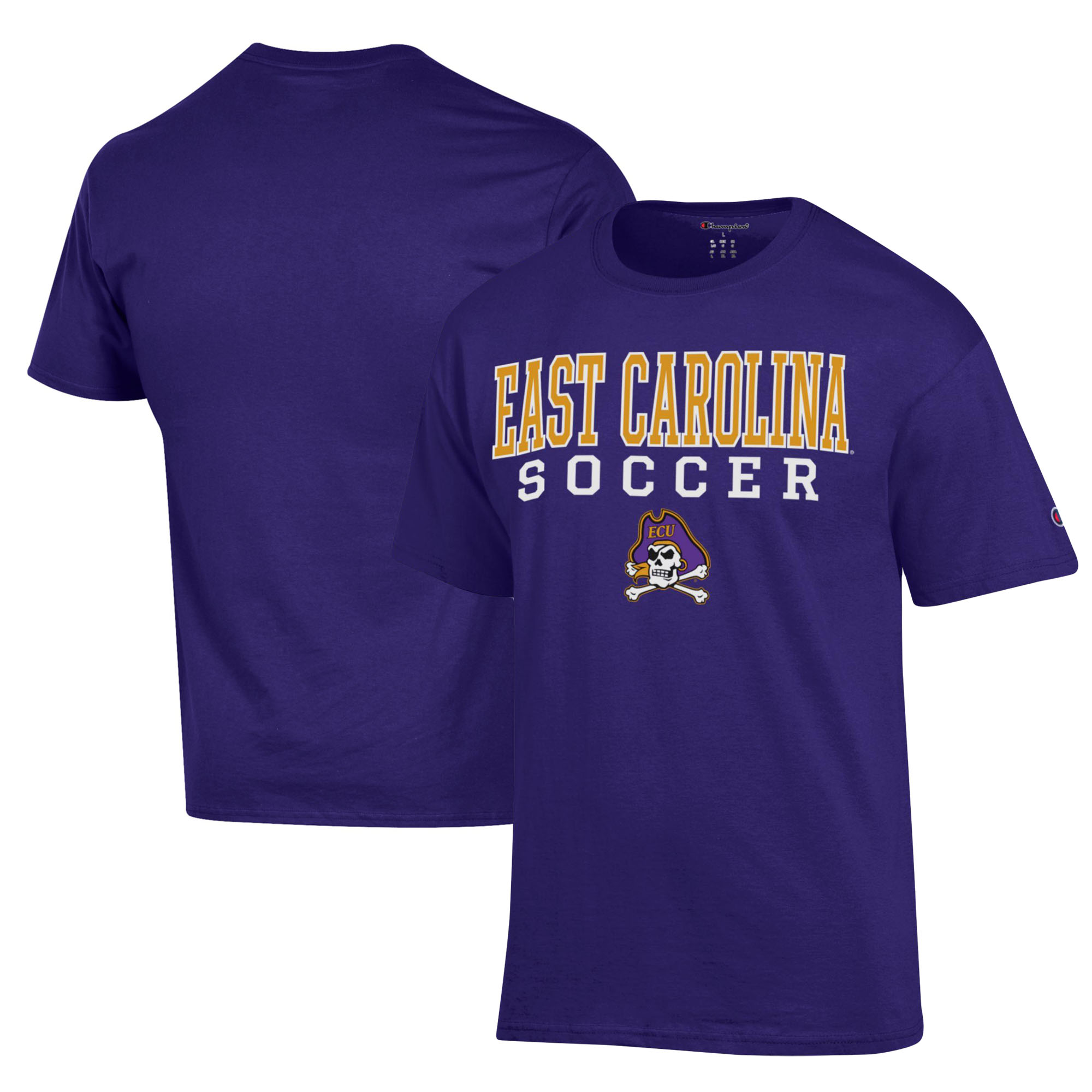 Men's Champion Purple ECU Pirates Soccer Stack Logo Powerblend T-Shirt - Image 5