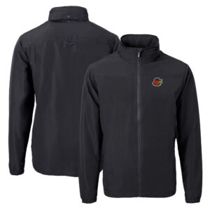 Men's Cutter & Buck Black Rochester Red Wings Charter Eco Recycled Full-Zip Jacket