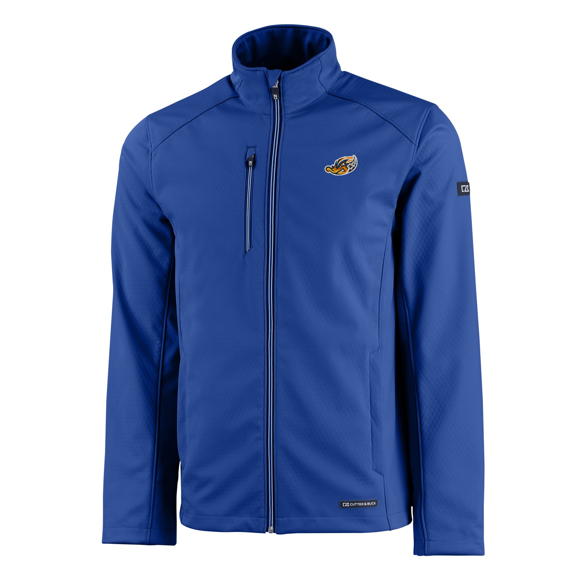 Men's Cutter & Buck Blue Akron RubberDucks Evoke Eco Softshell Recycled Full-Zip Jacket - Image 3