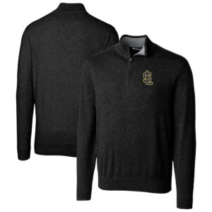 Men's Cutter & Buck Black Salt Lake Bees Lakemont Tri-Blend Quarter-Zip Pullover Sweater