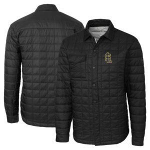 Men's Cutter & Buck Black Salt Lake Bees Big & Tall Rainier PrimaLoft Eco Insulated Quilted Button-Up Shacket