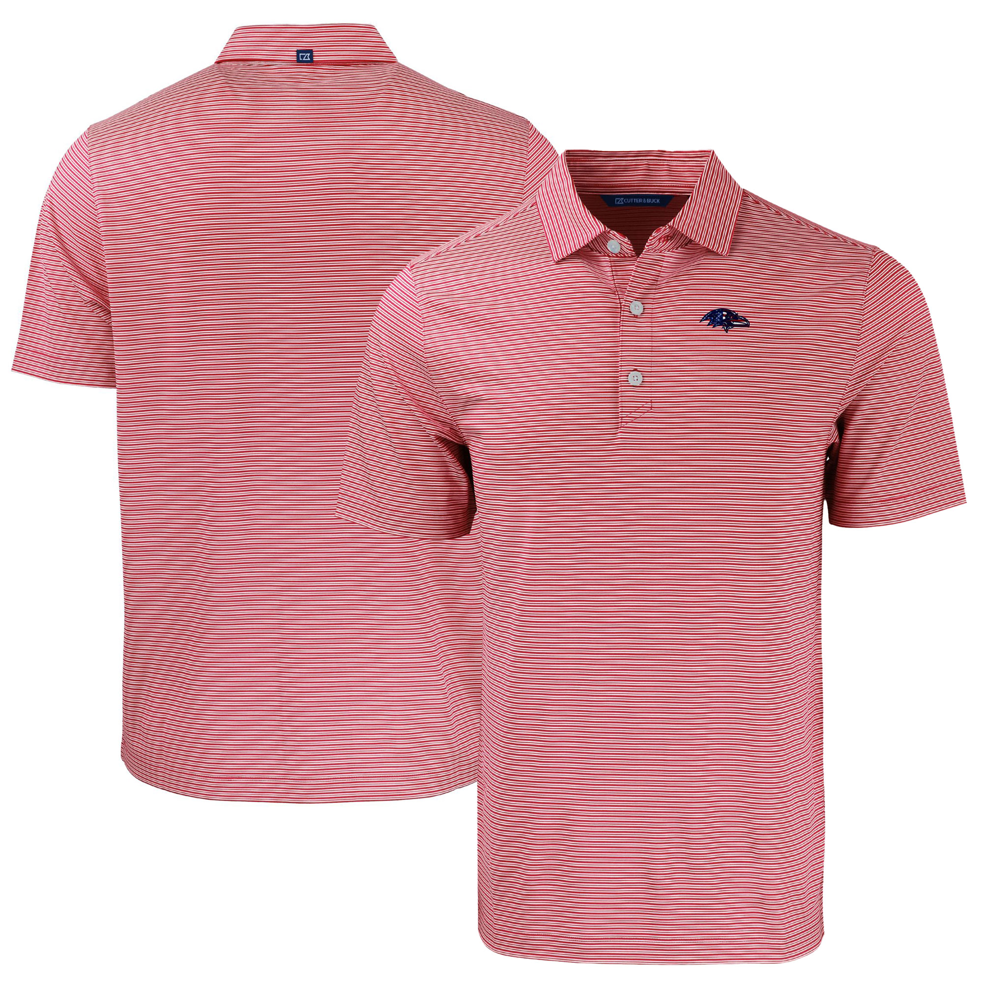 Men's Cutter & Buck Red Baltimore Ravens Americana Forge Eco Double Stripe Stretch Recycled Polo