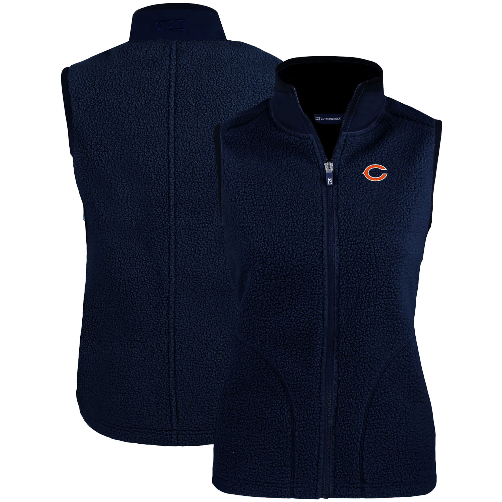 Women's Cutter & Buck Navy Chicago Bears Primary Mark Cascade Eco Sherpa Fleece Vest - Image 4