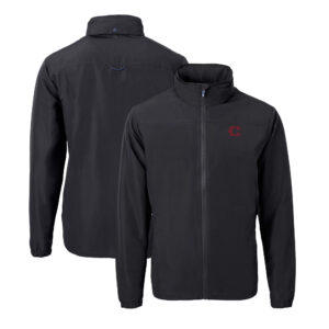 Men's Cutter & Buck Black Cincinnati Reds City Connect Big & Tall Charter Eco Recycled Full-Zip Jacket