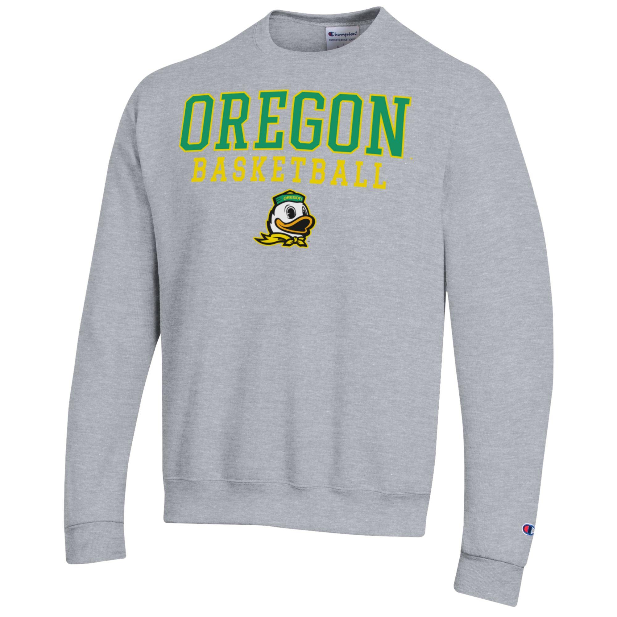 Men's Champion Heather Gray Oregon Ducks Basketball Stack Pullover Crewneck Sweatshirt - Image 9
