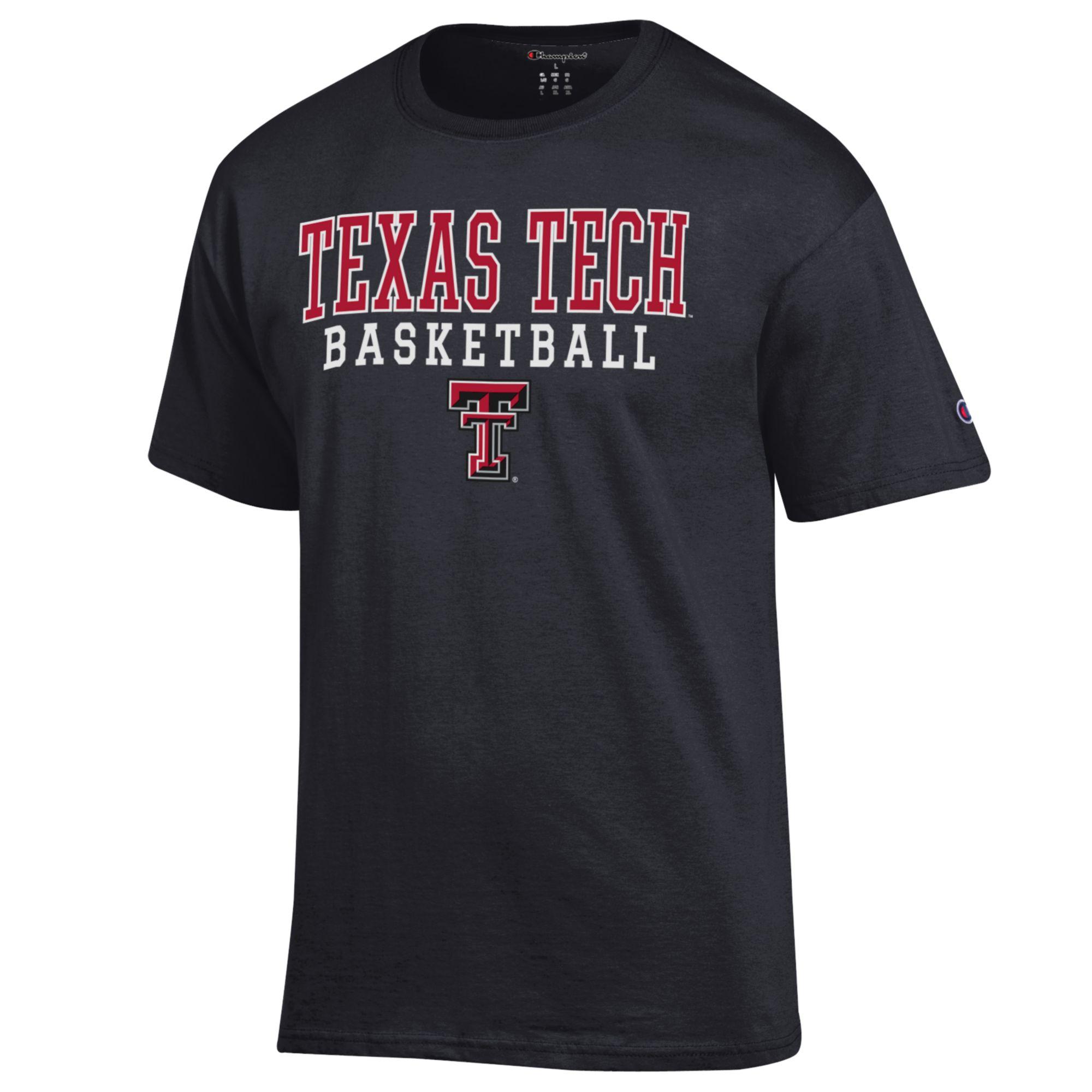 Men's Champion Black Texas Tech Red Raiders Basketball Stack T-Shirt - Image 3