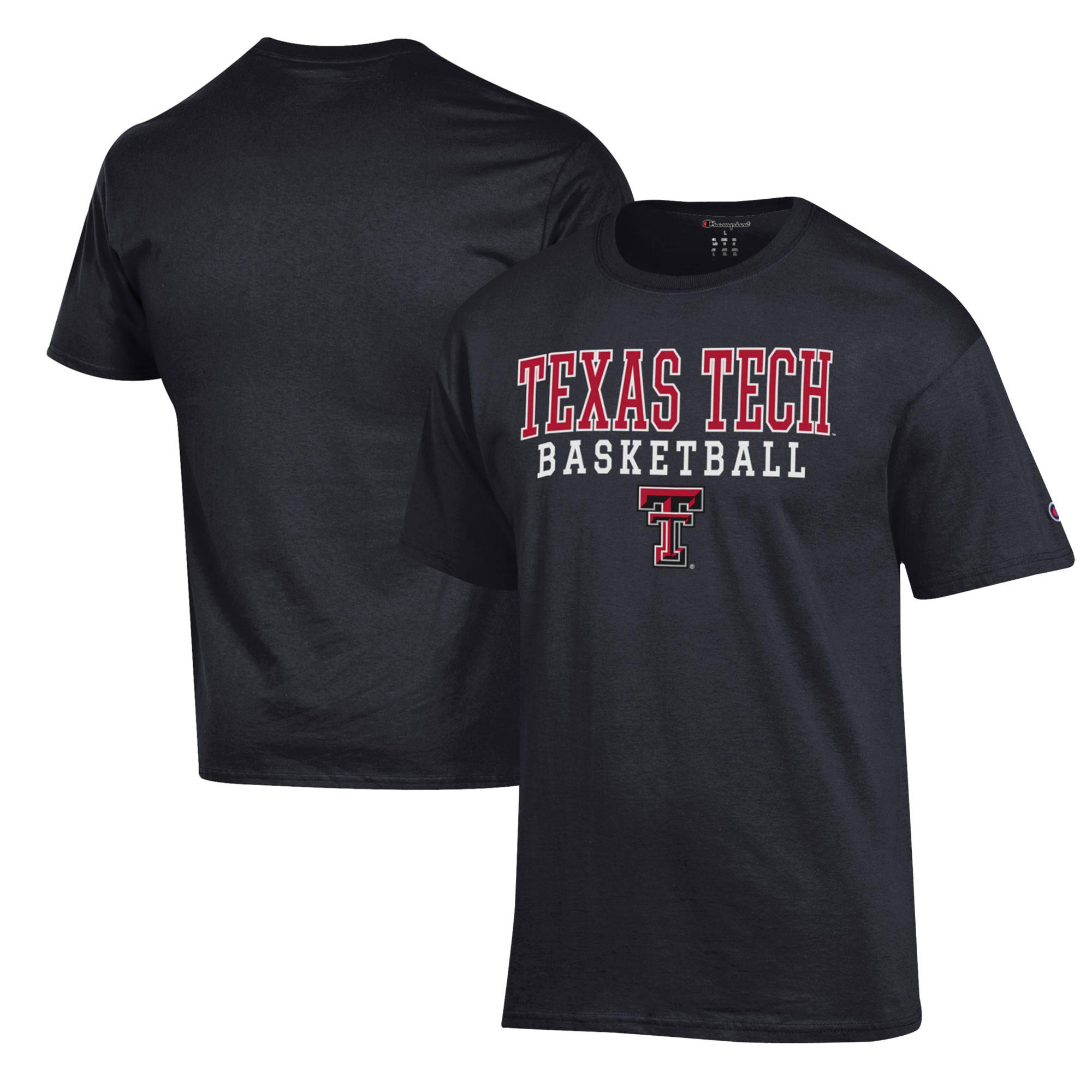 Men's Champion Black Texas Tech Red Raiders Basketball Stack T-Shirt