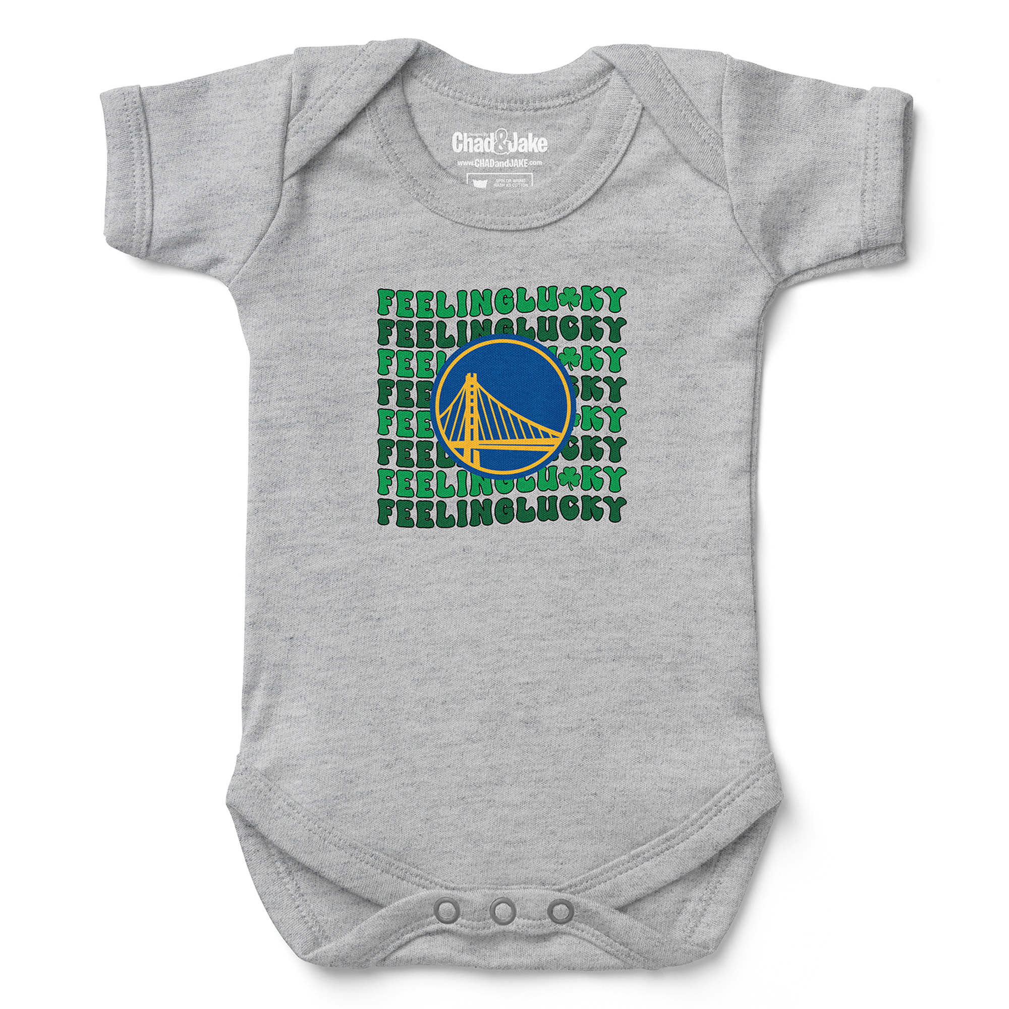 Newborn & Infant Chad & Jake Heather Gray Golden State Warriors St. Patrick's Day Feeling Lucky Bodysuit