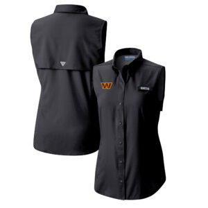 Women's Columbia  Black Washington Commanders PFG Tamiami Omni-Shade Sleeveless Button-Up Shirt