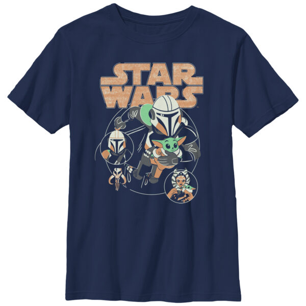 Youth Mad Engine Grogu Navy The Mandalorian Collage Graphic T-Shirt