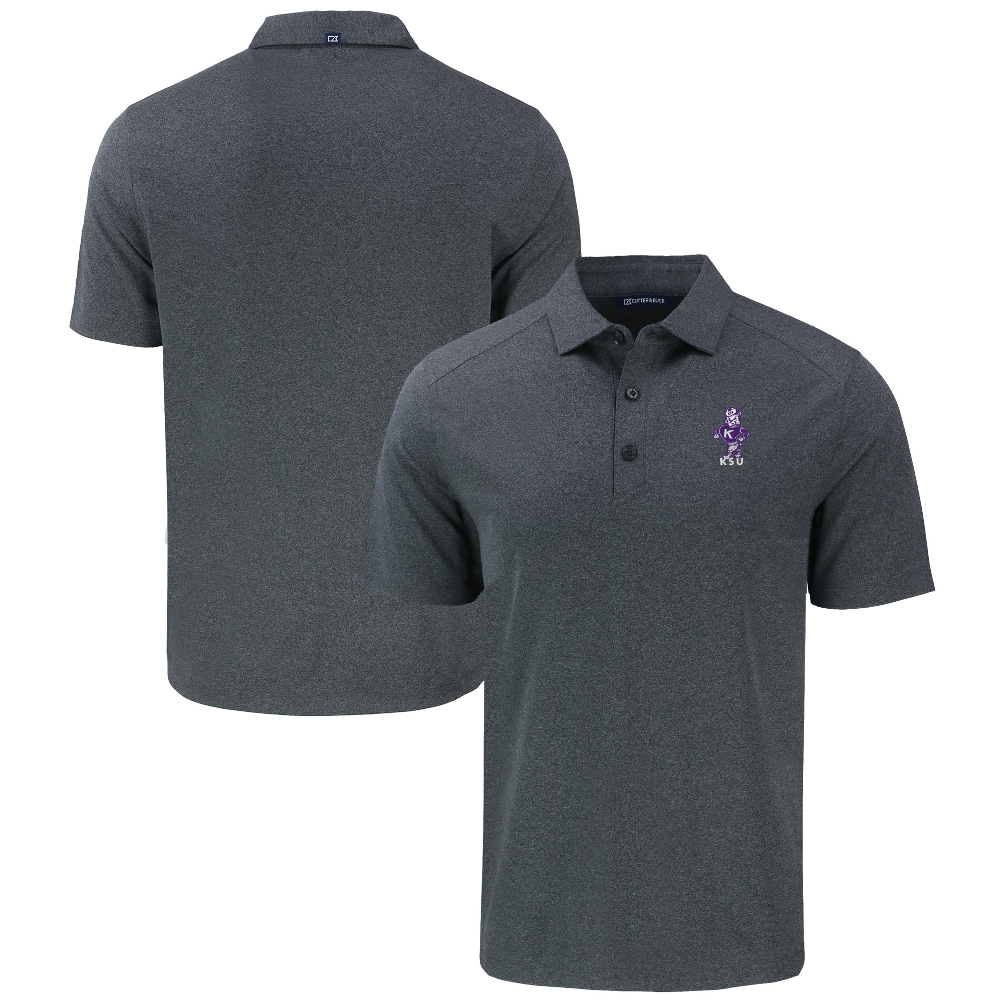 Men's Cutter & Buck Heather Black Kansas State Wildcats Vault Forge Eco Stretch Recycled Polo