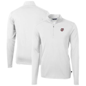 Men's Cutter & Buck  White UMass Minutemen Virtue Eco Pique Recycled Quarter-Zip Pullover Top