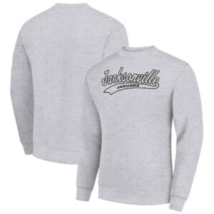 Men's Starter Heather Gray Jacksonville Jaguars Tailsweep Team Graphic Tri-Blend Fleece Pullover Sweatshirt