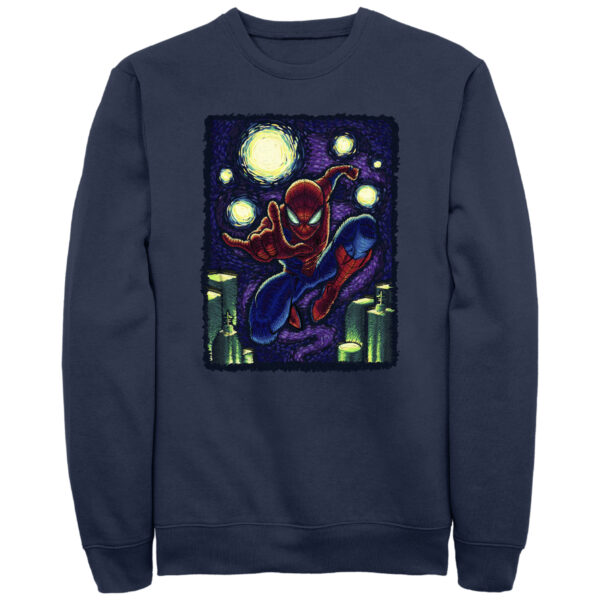 Men's Mad Engine Navy Spider-Man Starry New York Pullover Sweatshirt