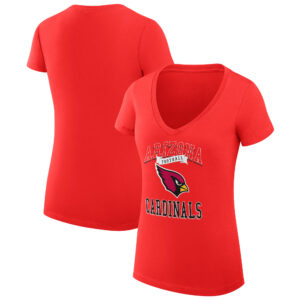 Women's G-III 4Her by Carl Banks Cardinal Arizona Cardinals Team Logo Graphic Fitted V-Neck T-Shirt