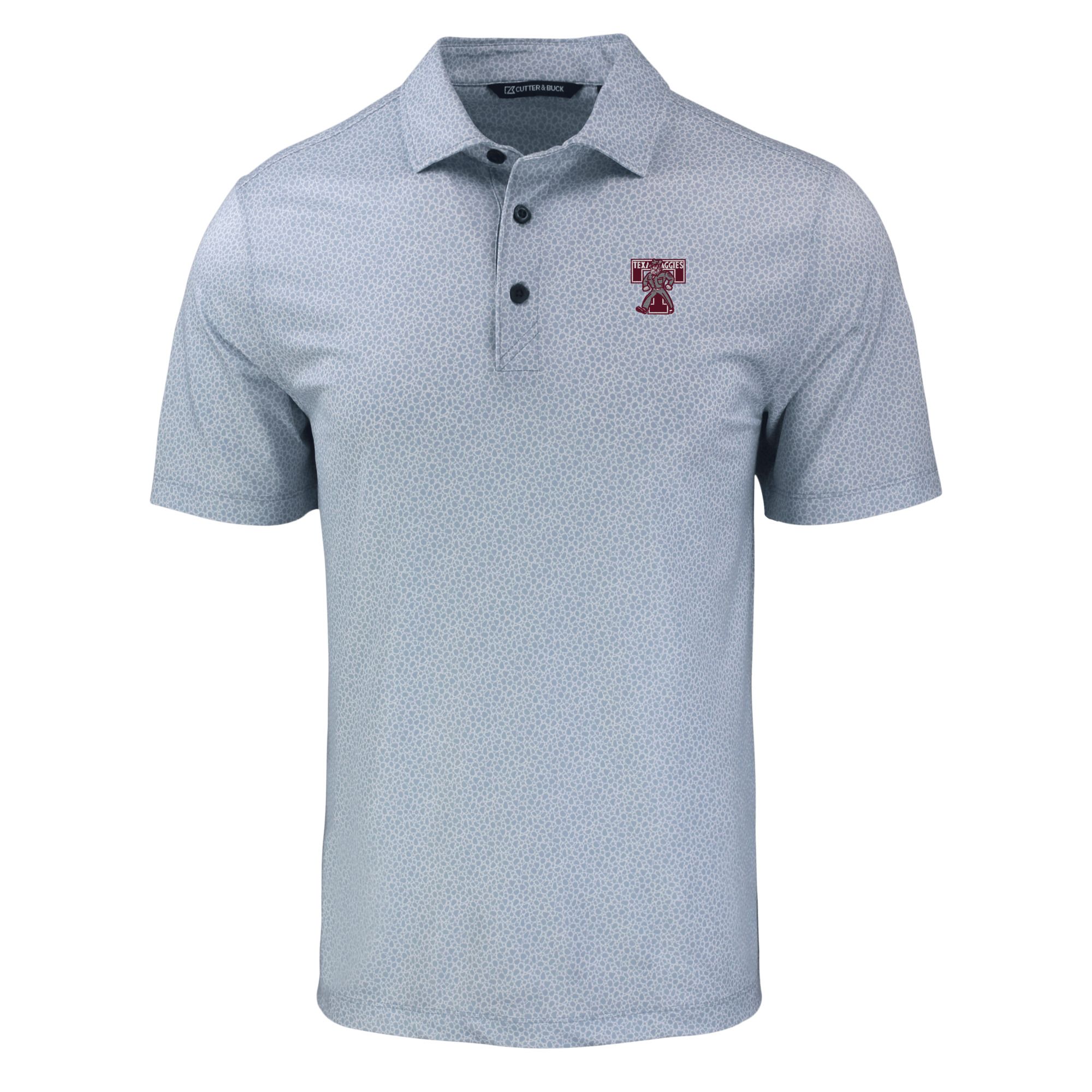 Men's Cutter & Buck Gray Texas A&M Aggies Pike Eco Pebble Print Stretch Recycled Polo - Image 6