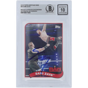 Sami Zayn WWE Autographed 2018 Topps Heritage #66 Beckett Fanatics Witnessed Authenticated 10 Card