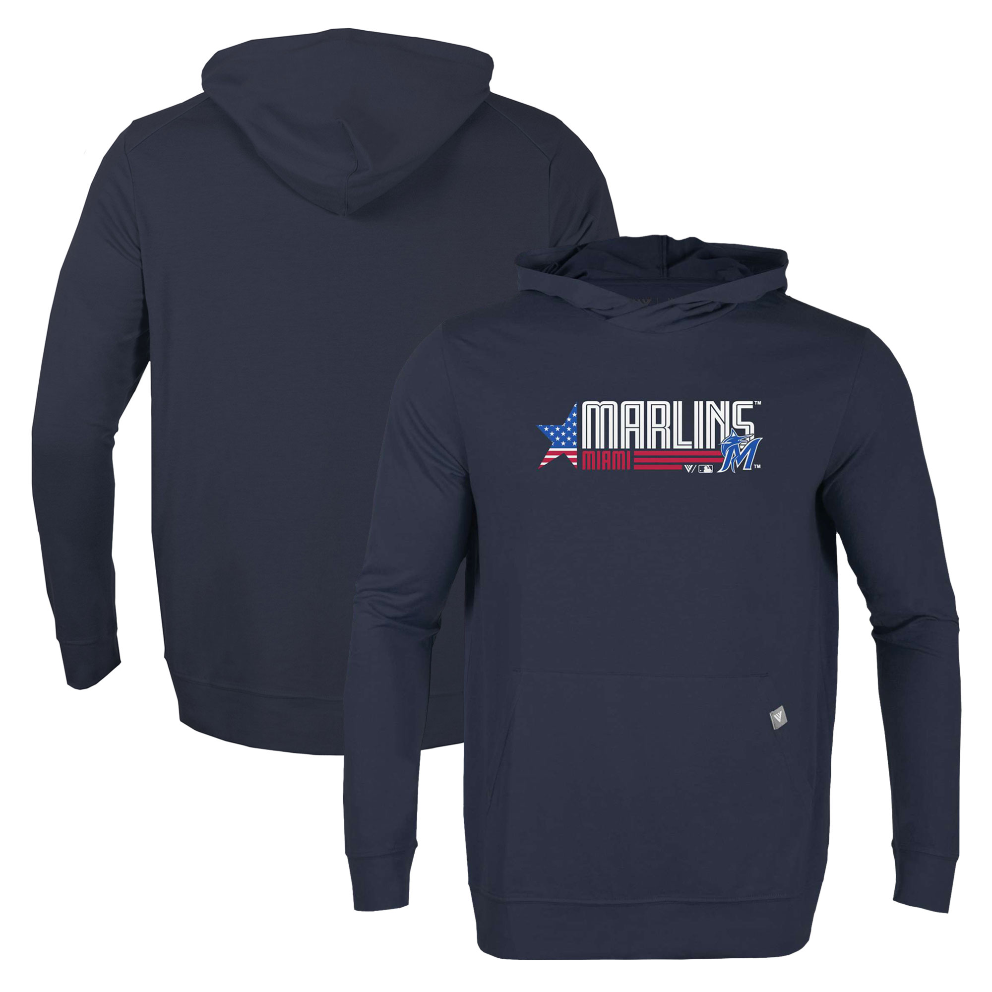 Men's Levelwear Navy Miami Marlins Relay Aviation Pullover Hoodie - Image 5