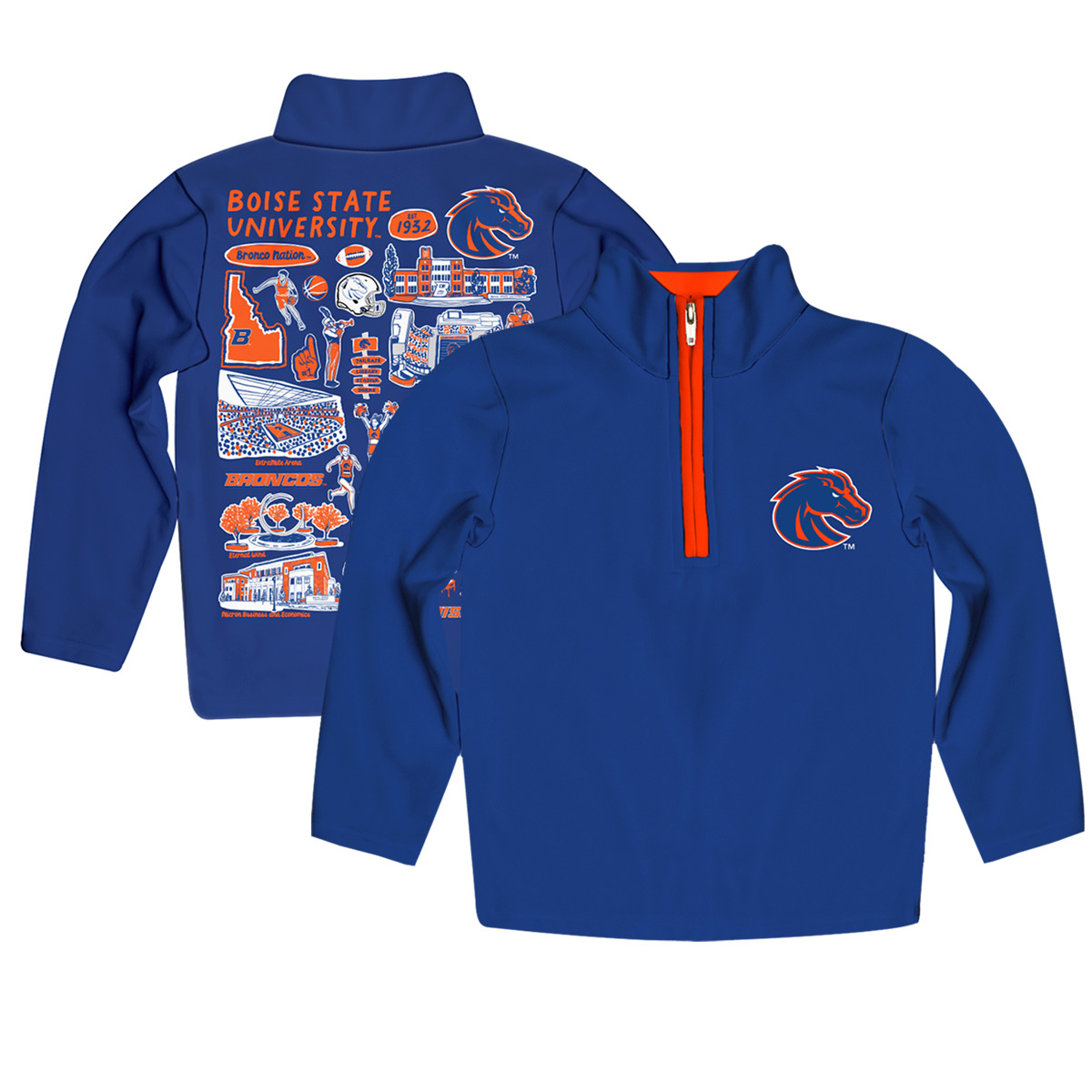 Youth Vive La Fete Royal Boise State Broncos Impressions Artwork Quarter-Zip Jacket