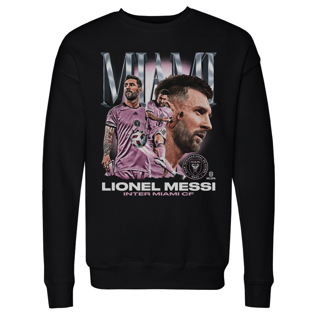 Men's 500 Level Lionel Messi Black Inter Miami CF Vintage Pullover Sweatshirt